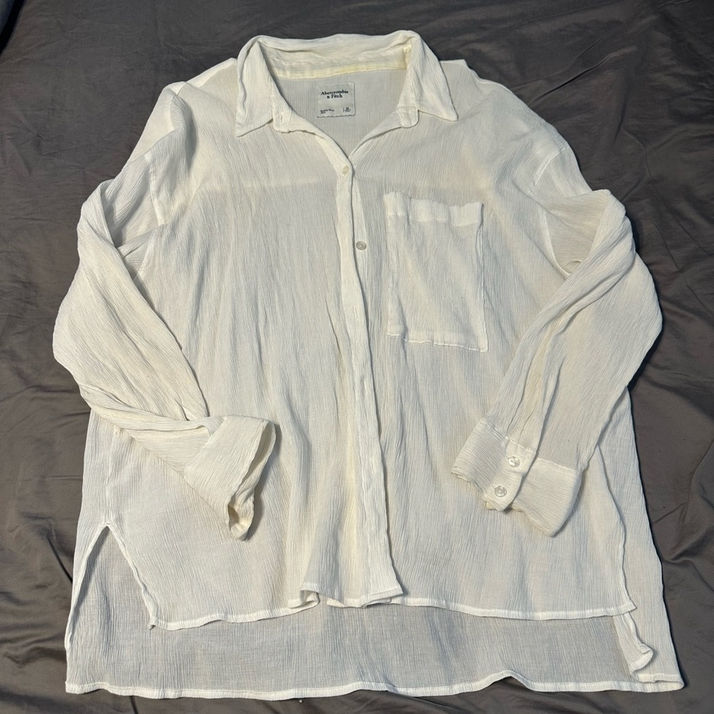 Abercrombie & Fitch Cream Textured Shirt